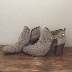 Franco Sarto Suede Perforated Heel Bootie